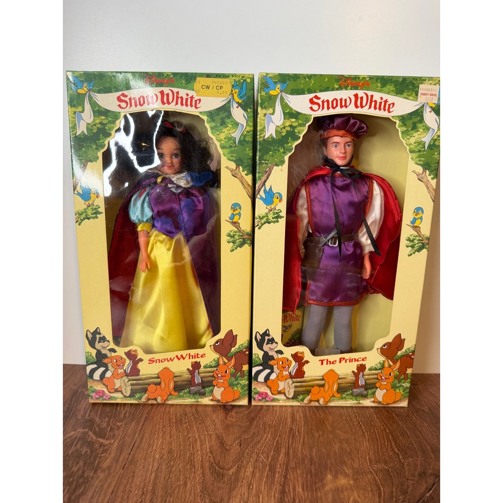 Vintage NOS 1980s Disney Snow White Prince Bikin Express Dolls Pair